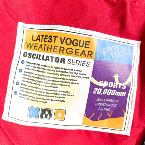 Magcomsen Ski Jacket Coat Hooded Hiking Colorblock Red Fleece Gray - Picture 12 of 13